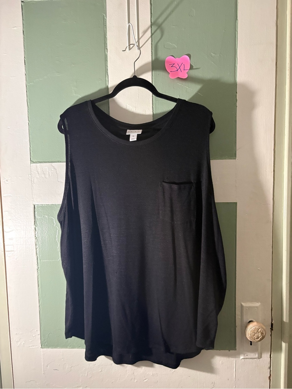 Black Sleeveless Pocket Tee - 3XL
